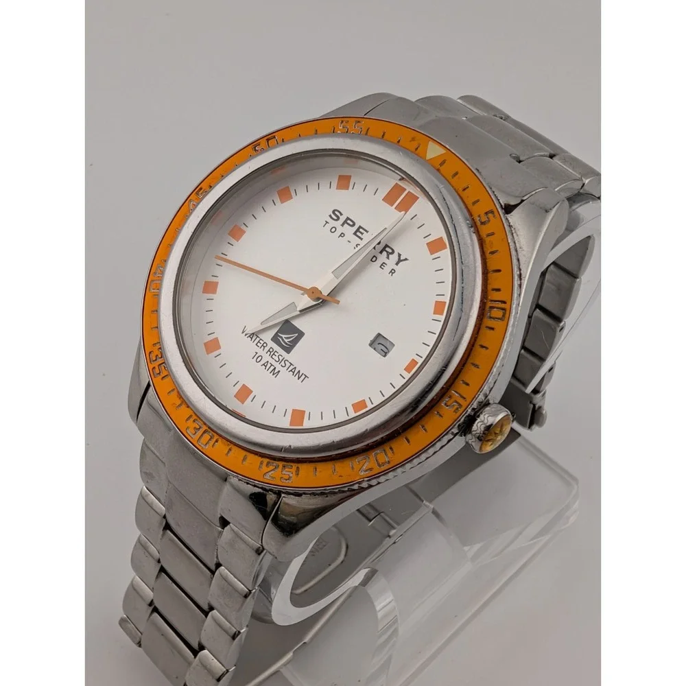 Sperry Top-Sider Watch Men 44mm Case Silver 6.75